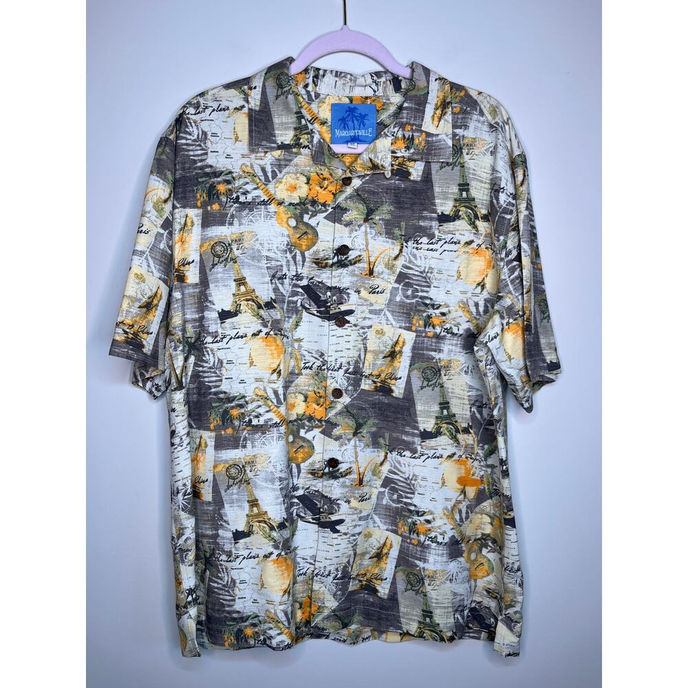 Margaritaville Silk Vacation Destination Tourist Jimmy Buffett Hawaiian Shirt M